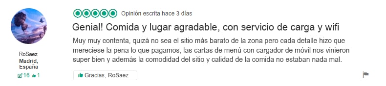 Opiniones positivas con cargadores para móviles en bares y restaurantes