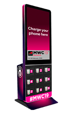 Mobile charging station with display for events