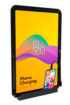 Fixed charging station for mobiles with display